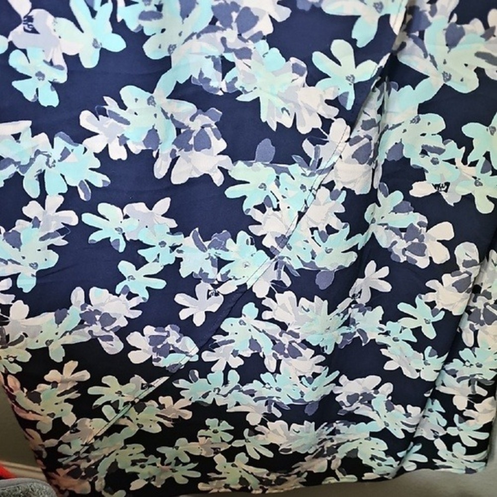 Banana Republic Women 14 Navy Blue Floral Wrap V-Neck Spaghetti Strap Maxi Dress - Picture 3 of 14